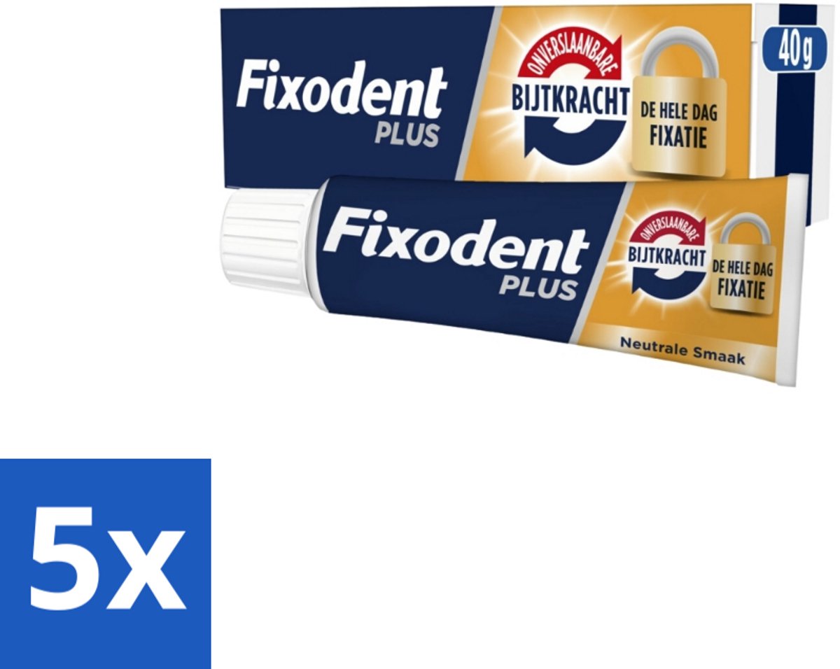 5 x Fixodent Kleefpasta Plus Dual Power 40 gr - Kleefpasta Kunstgebit - Onverslaanbare Bijtkracht - Kunstgebit Fixatie - Bijtkracht Kunstgebit - Kunstgebit Comfort