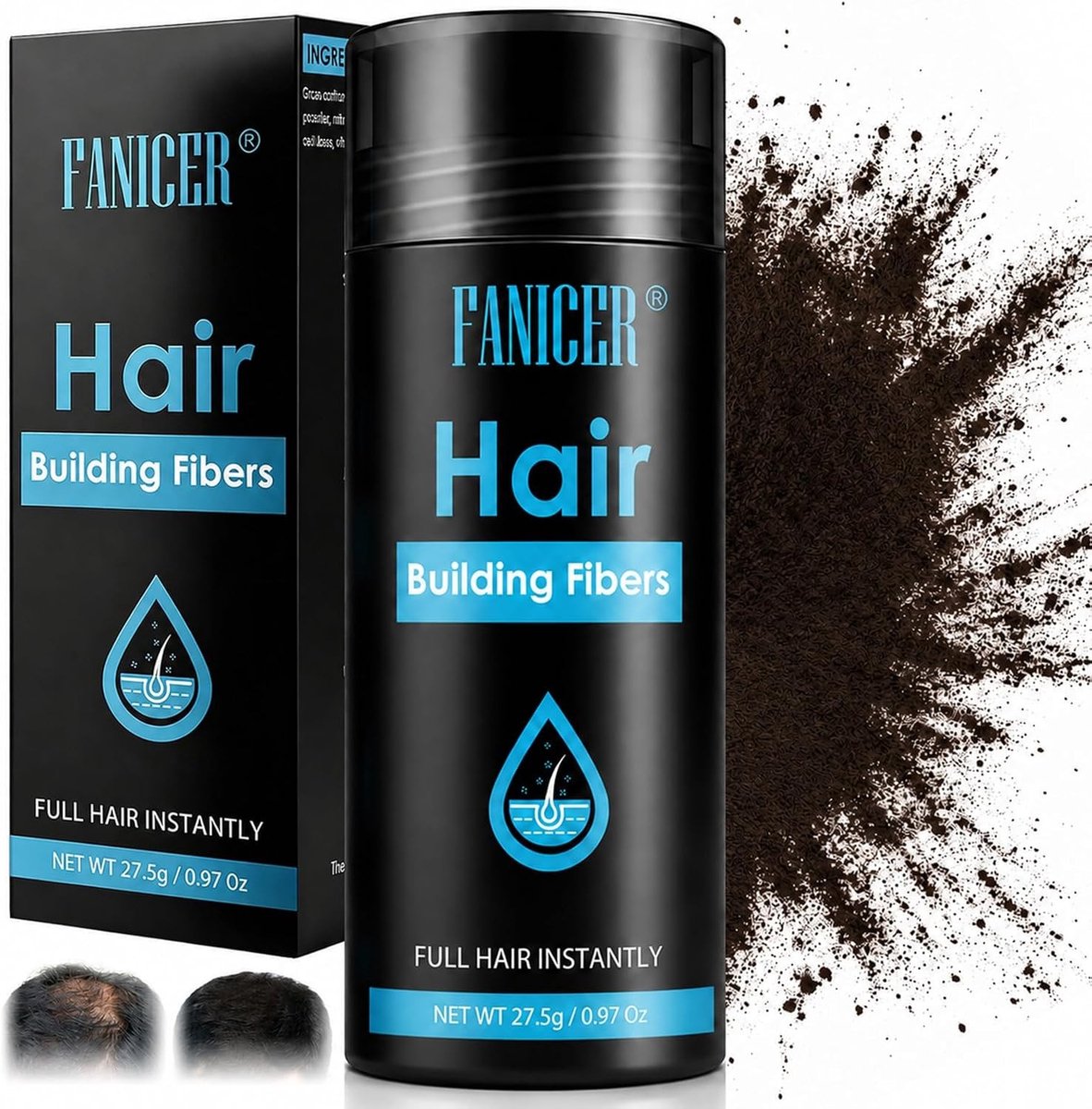Haardikmakende Vezels voor Mannen en Vrouwen - Directe Haarbedekking en Volumineuze Look in Donkerbruin - Duurzaam en Natuurlijke Afwerking