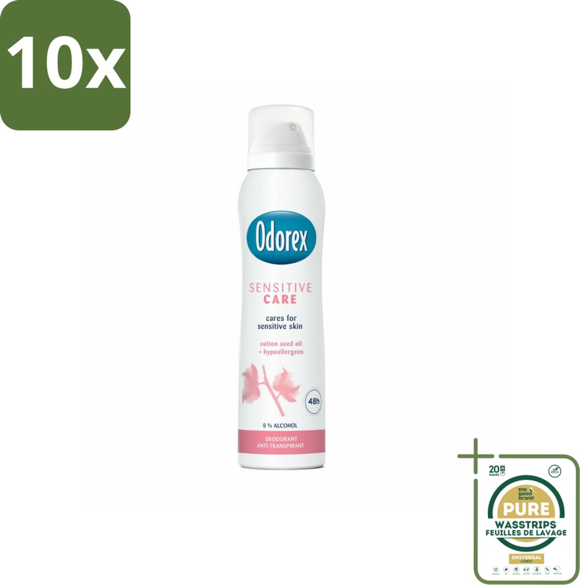 10 x Odorex Deodorant Spray Sensitive Care 150 ml - Grootverpakking - Gevoelige Huid - Deodorant Spray - Zachte Huid - Alcoholvrij - Bisabolol