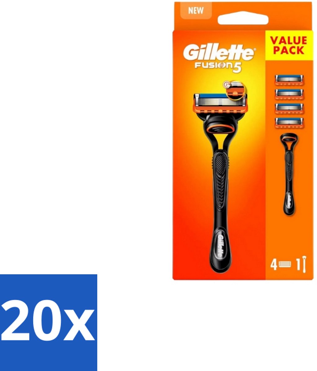 20 x Gillette – Fusion5 – Scheersysteem Houder + 4 Mesjes - Scheermes - Scheren - Scheren Mesjes - Scheren Houder - Scheren Comfort