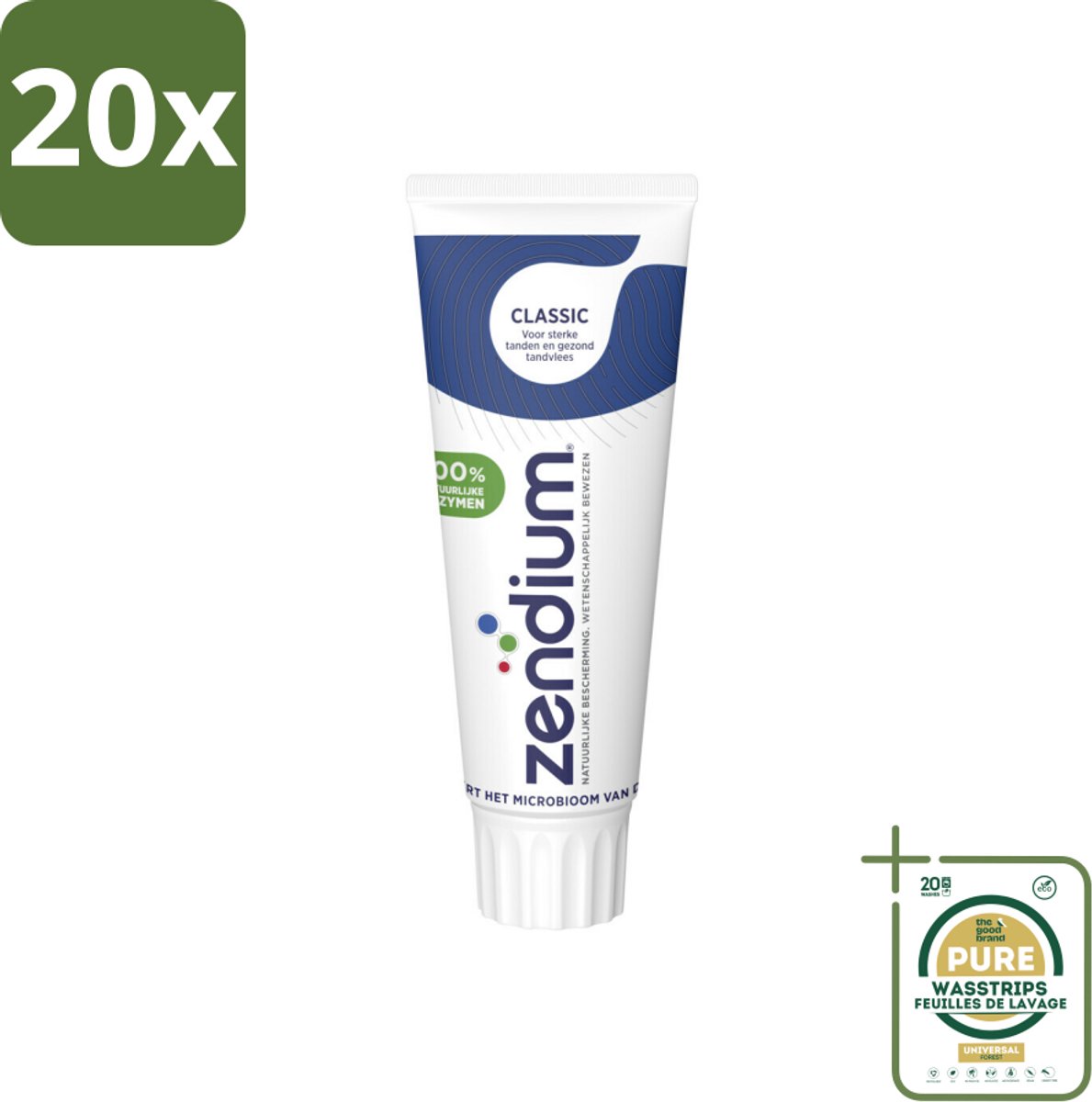 20 x Zendium Tandpasta Classic 75 ml - Grootverpakking - Tandpasta - Natuurlijke Enzymen - Gezond Microbioom - Fluoride - Gevoelige Mond
