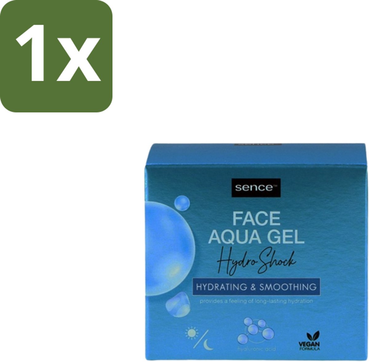1 x Sence – Dagcrème – Aqua Gel Hydro Shock 2-in-1 – 50 ml - Hyaluronzuur Serum - Hydratatie - Huid Verzorging - Stralende Huid - Fijne Lijntjes