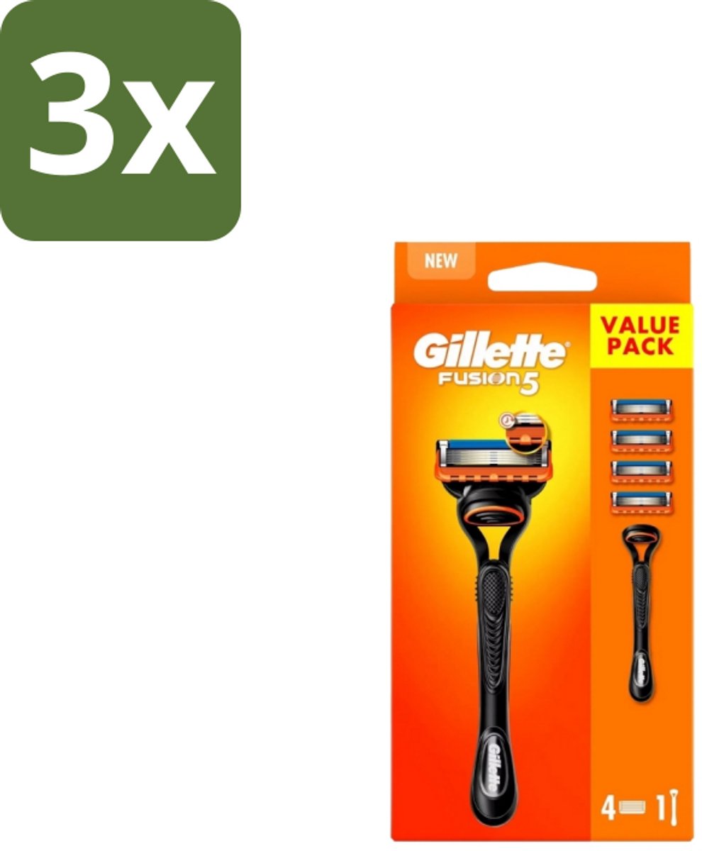 Gillette – Fusion5 – Scheersysteem Houder + 4 Mesjes - Bulkverpakking - 3 stuks