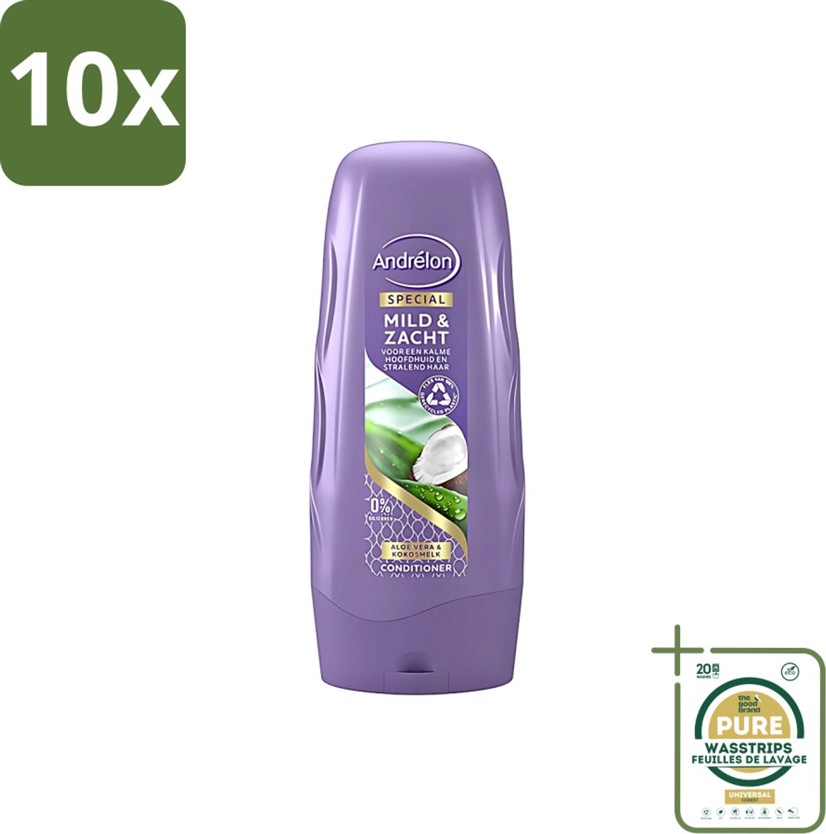 10 x Andrélon - Mild & Zacht - Conditioner - Voor Gevoelige Hoofdhuid - 300 ml - Grootverpakking - Gevoelige Hoofdhuid - Droge Hoofdhuid - Zachte Haar - Glanzend Haar - Kokosgeur
