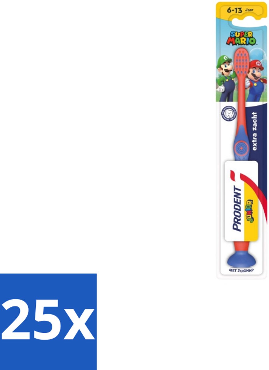 25 x Prodent – Tandenborstel – Super Mario – 6+ jaar - Tandenborstel Kinderen 6+ Jaar - Super Mario Tandenborstel - Tandenpoetsen Voor Kinderen - Prodent Super Mario - Tandenborstel 6-13 Jaar