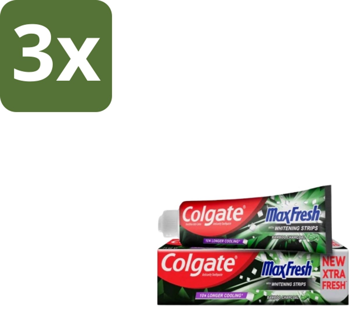 3 x Colgate – Tandpasta – MaxFresh Whitening Bamboo Charcoal – 100 ml - Tandpasta - Whitening - Bamboe Houtskool - Frisse Adem - Mondverzorging
