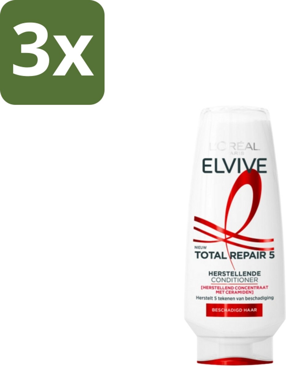3 x L'Oréal Elvive Total Repair 5 Conditioner 200 ml - Herstel Haar - Beschadigd Haar - Ceramiden - Haar Herstel - Haar Verzorging