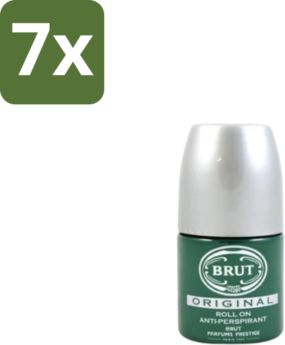 7 x Brut – Deodorant Roll-On – Original – Glas – 50 ml - Deodorant Roll-on Mannen - Zweetgeur Bestrijding - Brut Original Geur - Klassieke Deodorant - Fris Gevoel