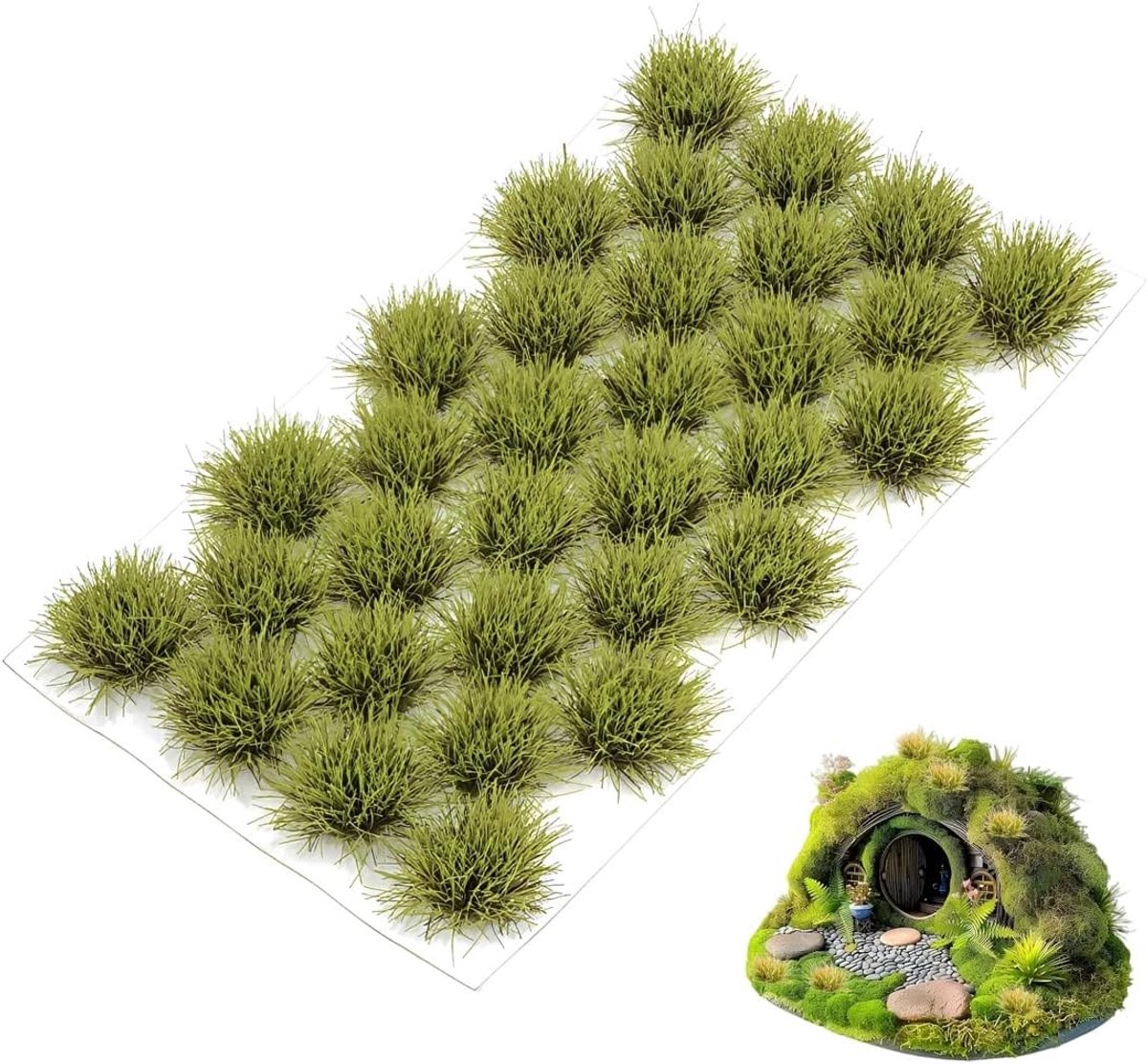 32 Stuks Statig Gras Accessoires voor Diorama's, Modelbouw en Miniatuurlandschappen - Realistische Vegetatie voor Spoorwegen en Oorlogsmodellen 1:35-1:87