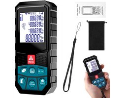 Professionele laser afstandsmeter - Bereik van 50 meter - Digitale hoekmeter - Infrarood meetinstrument - Digitale nauwkeurigheid - Elektronische afstandsmeter - Hoekmeting - Batterij niet inbegrepen - Blauw