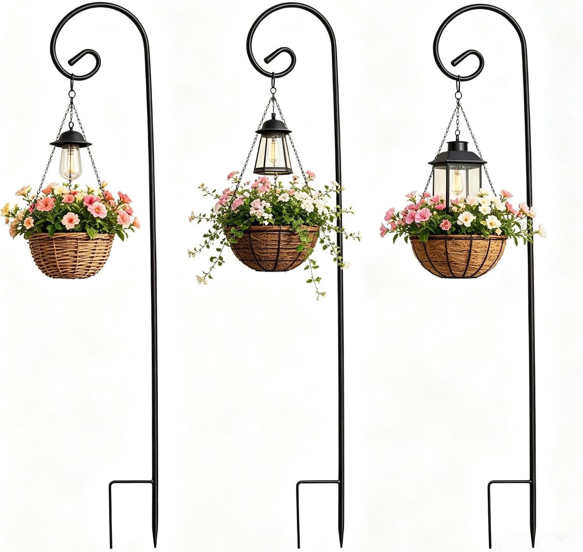 Set van 3 metalen tuinhaken van 80 cm voor vogelkooien, plantenbakken en tuinaccessoires