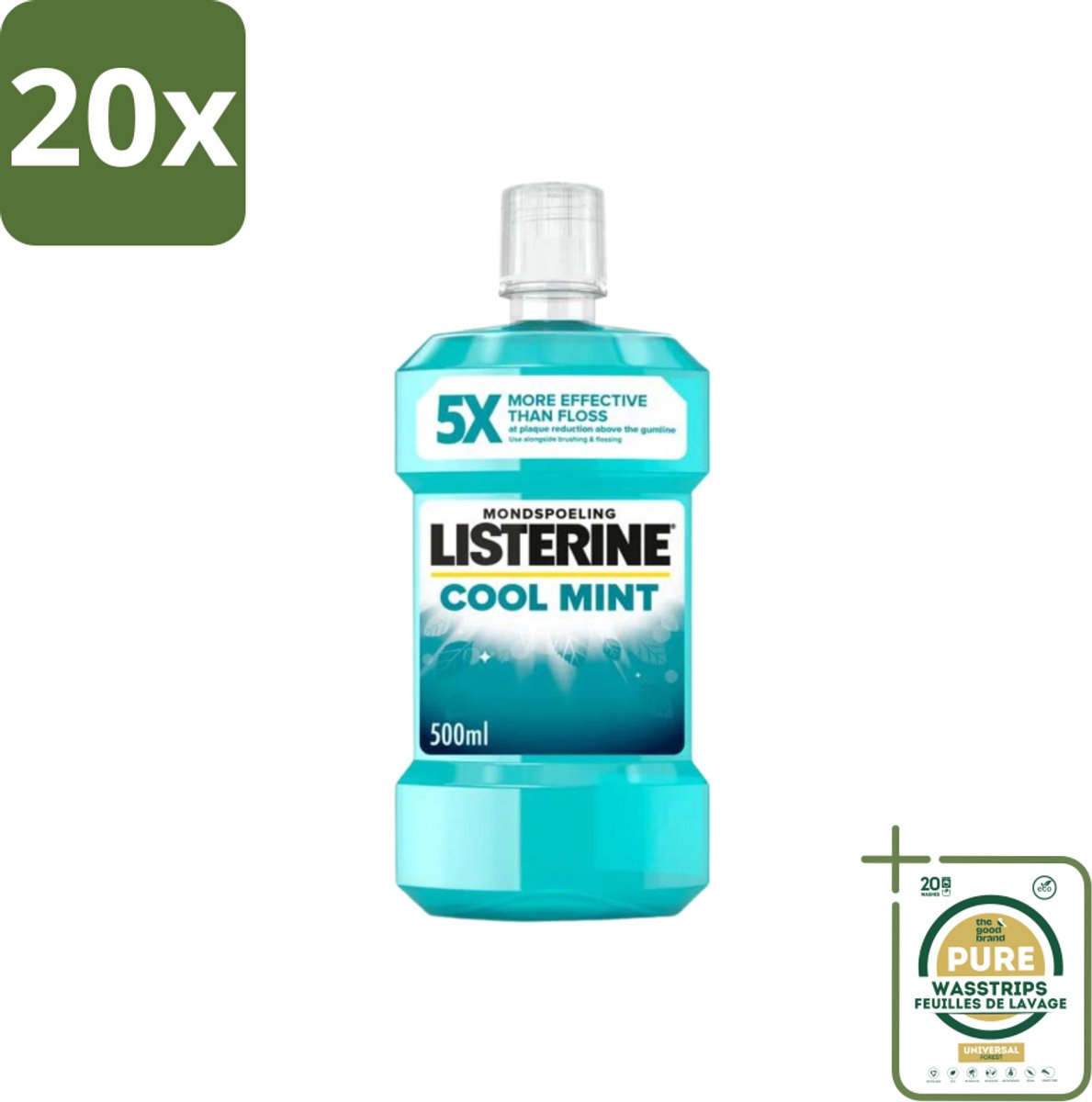 20 x Listerine – Mondwater – Cool Mint – Verfrissende adem – 500 ml - Grootverpakking - Koffiezetapparaat