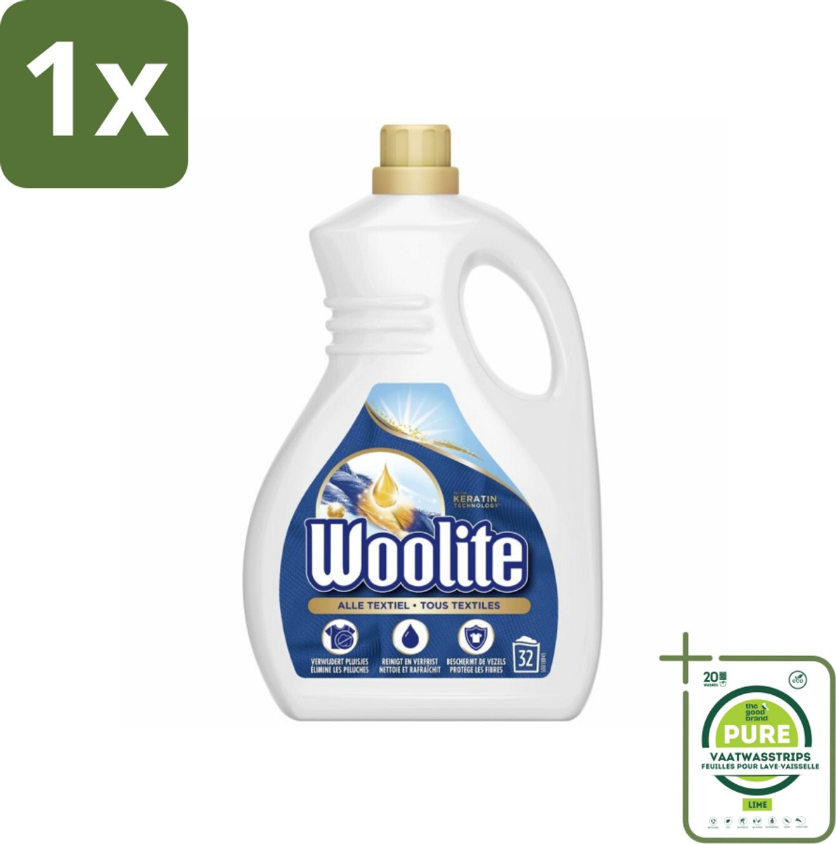 1 x Woolite Textile - Vloeibaar Wasmiddel - Met Keratine - Textiel Was - 32 Wasbeurten - 1,9L - Wasmiddel - Textielwas - Vloeibaar Wasmiddel - Keratine - Kledingverzorging