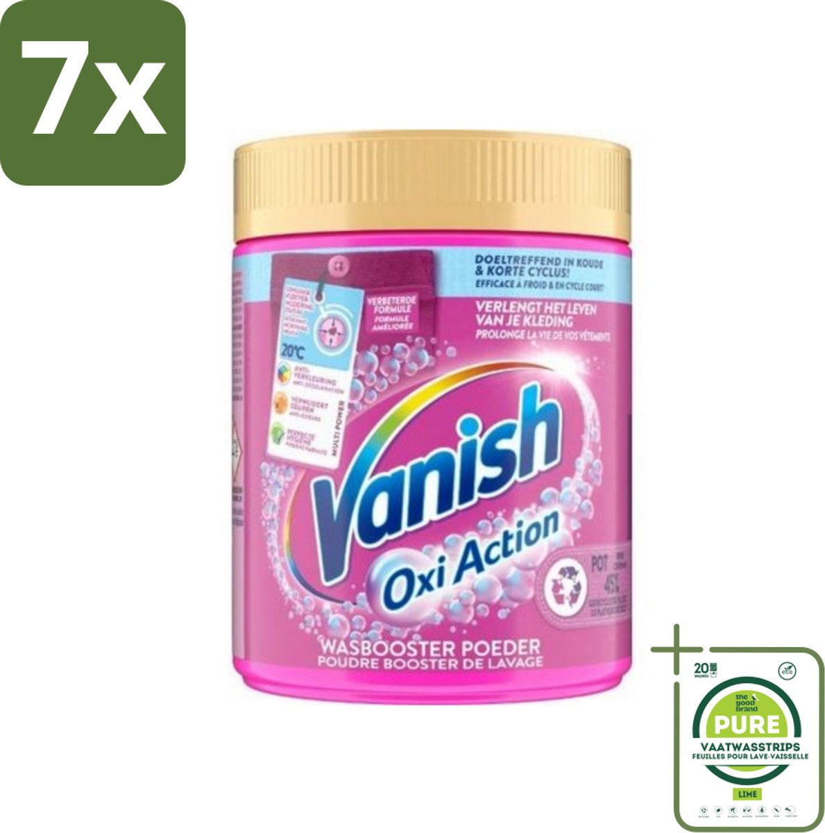 7 x Vanish Oxi Action - Vlekkenverwijderaar Poeder - Zonder Bleek - Gekleurde Was - 530 Gram - Grootverpakking - Vlekkenverwijderaar - Wasbooster - Gekleurde Was - Waspoeder - Vlekken Verwijderen