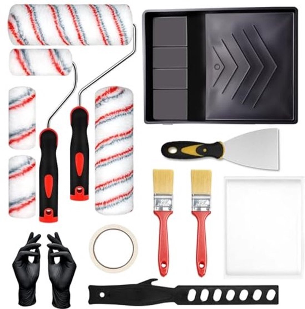 Complete schilderset met verfrollers en accessoires - 15-delig