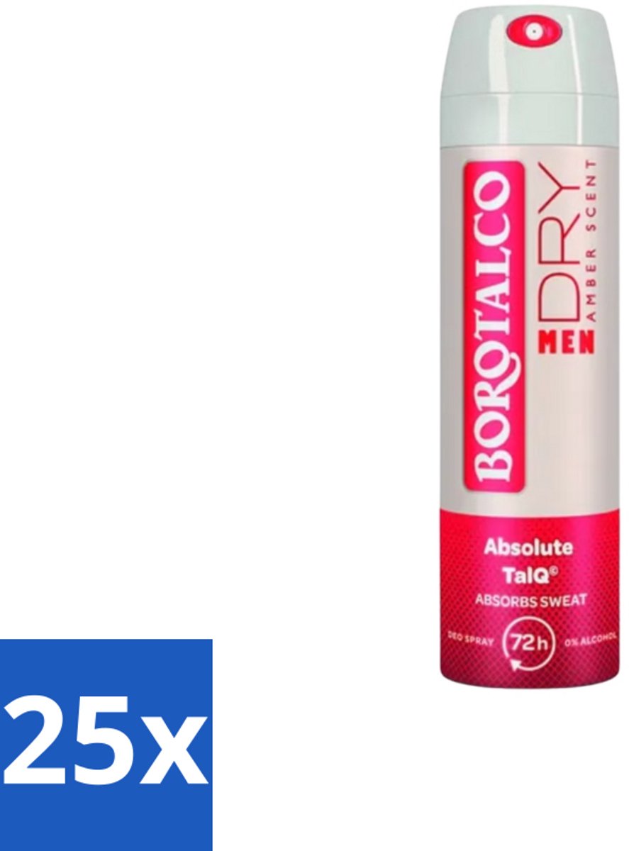 Borotalco – Deodorant Spray – Men Amber Geur – 150 ml - Bulkverpakking - 25 stuks
