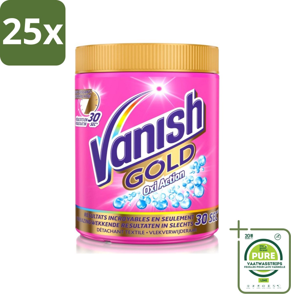 25 x Vanish Gold Oxi Action - Vlekkenverwijderaar Poeder - Gekleurde Was - 1050 Gram - Grootverpakking - Vlekkenverwijderaar - Vlekkenpoeder - Gekleurde Was - Hardnekkige Vlekken - Vlekken Verwijderen