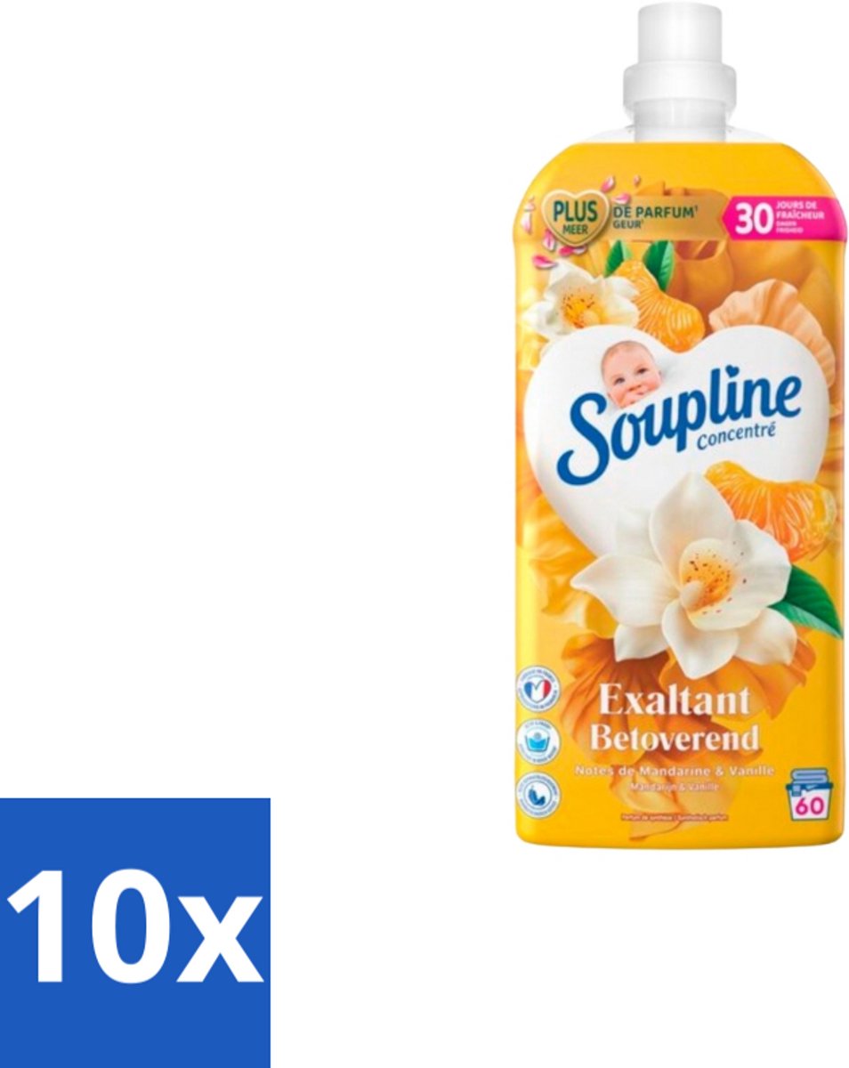 Soupline – Wasverzachter – Betoverend Mandarijn & Vanille – 1,28 L - Bulkverpakking - 10 stuks