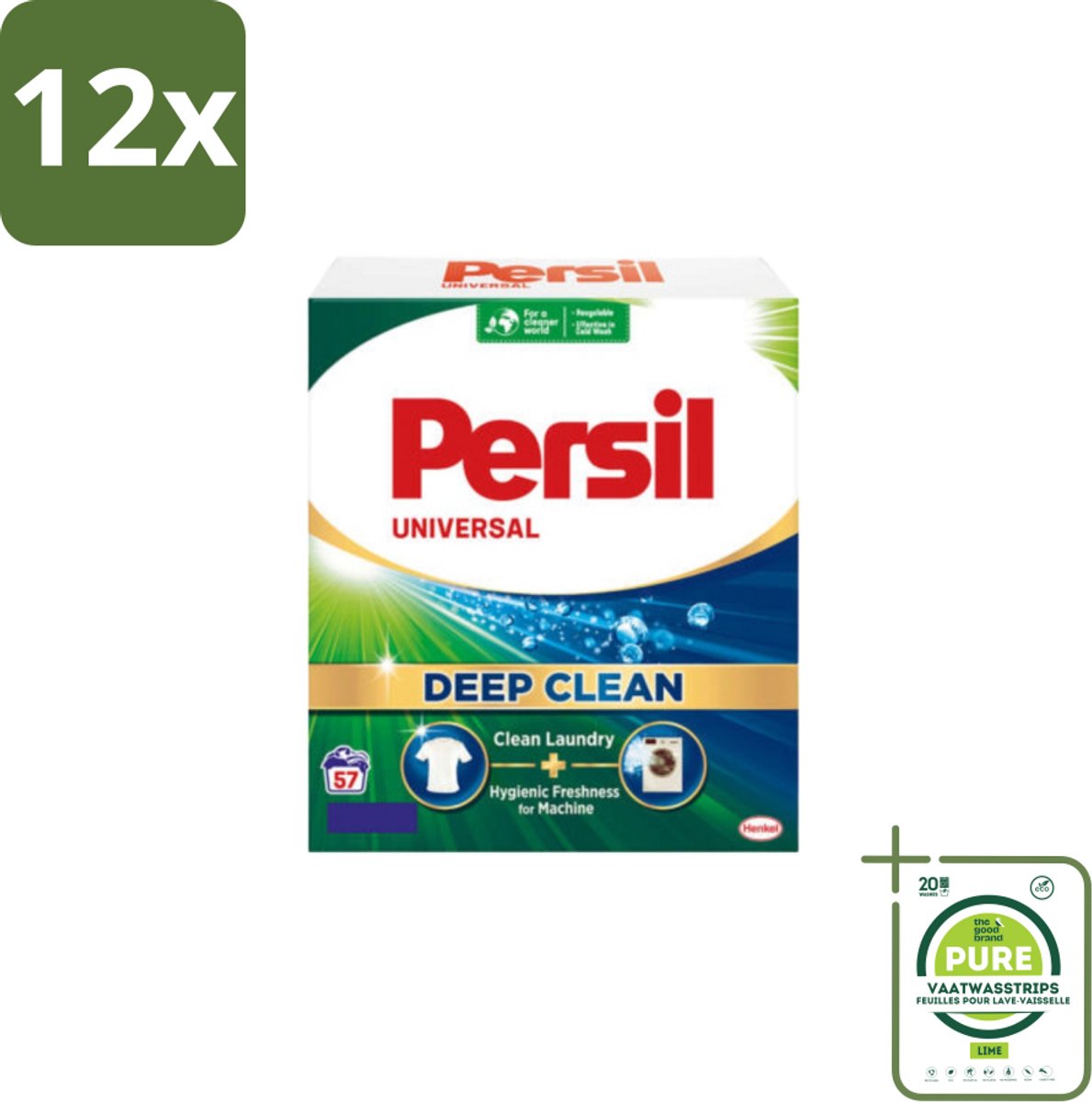 Persil – Waspoeder – Witte Was - 57 Wasbeurten - Voordeelverpakking - 12 stuks - Wasmiddel - Waspoeder