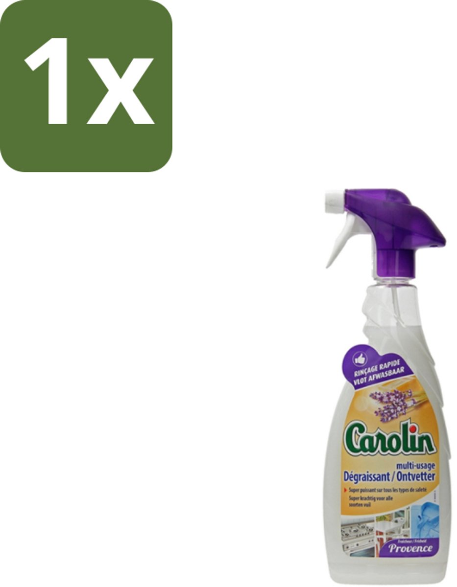 1 x Carolin – Ontvetter Spray – Marseille & Lavendel – 750 ml - Ontvetter Spray - Vet Verwijderen - Keuken Reinigen - Badkamer Reinigen - Marseillezeep