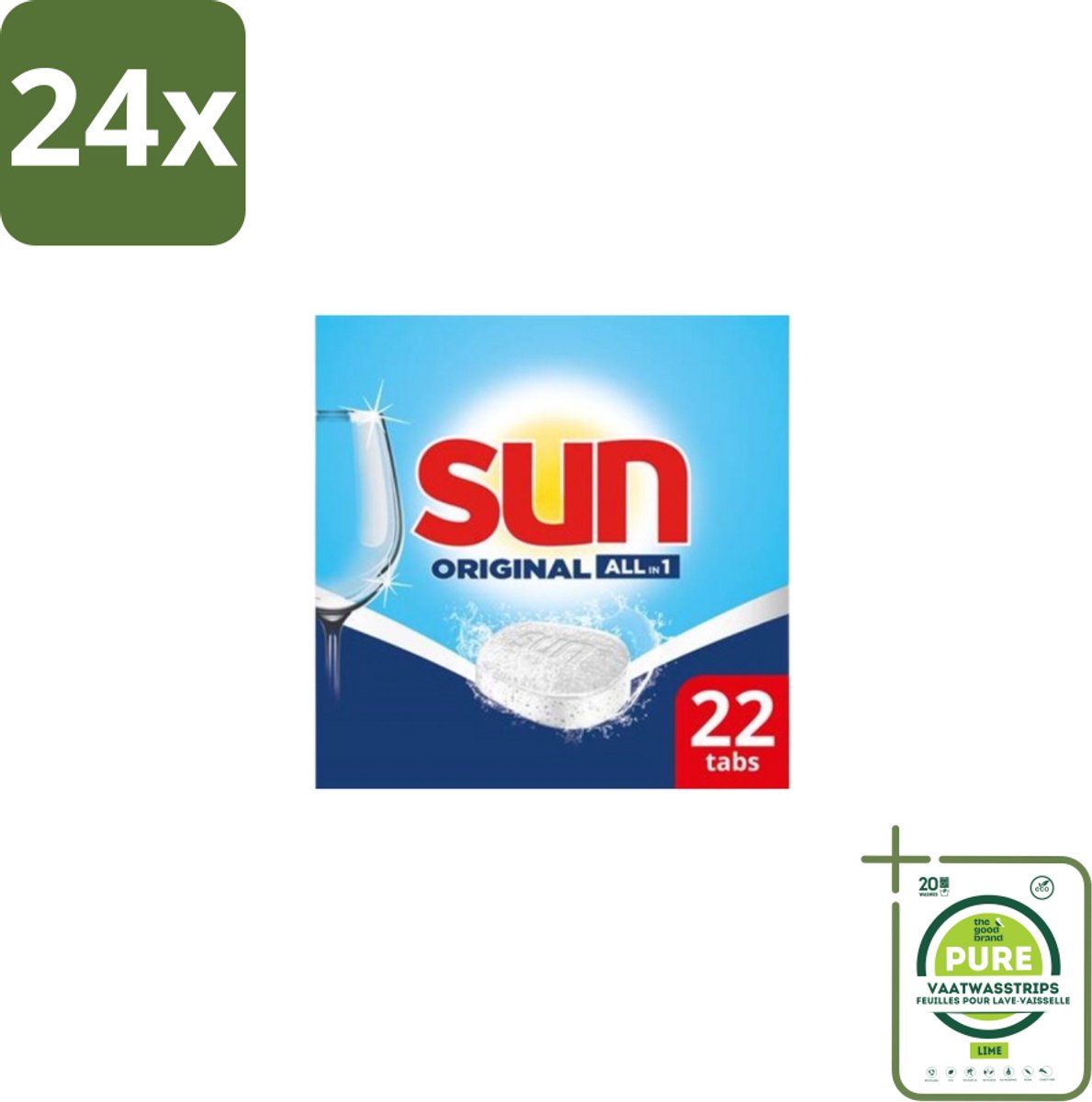 Sun – Vaatwastabletten – All-in-1 Original – 22 tabletten - Voordeelverpakking - 24 stuks - Vaatwastabletten - Vaatwassen