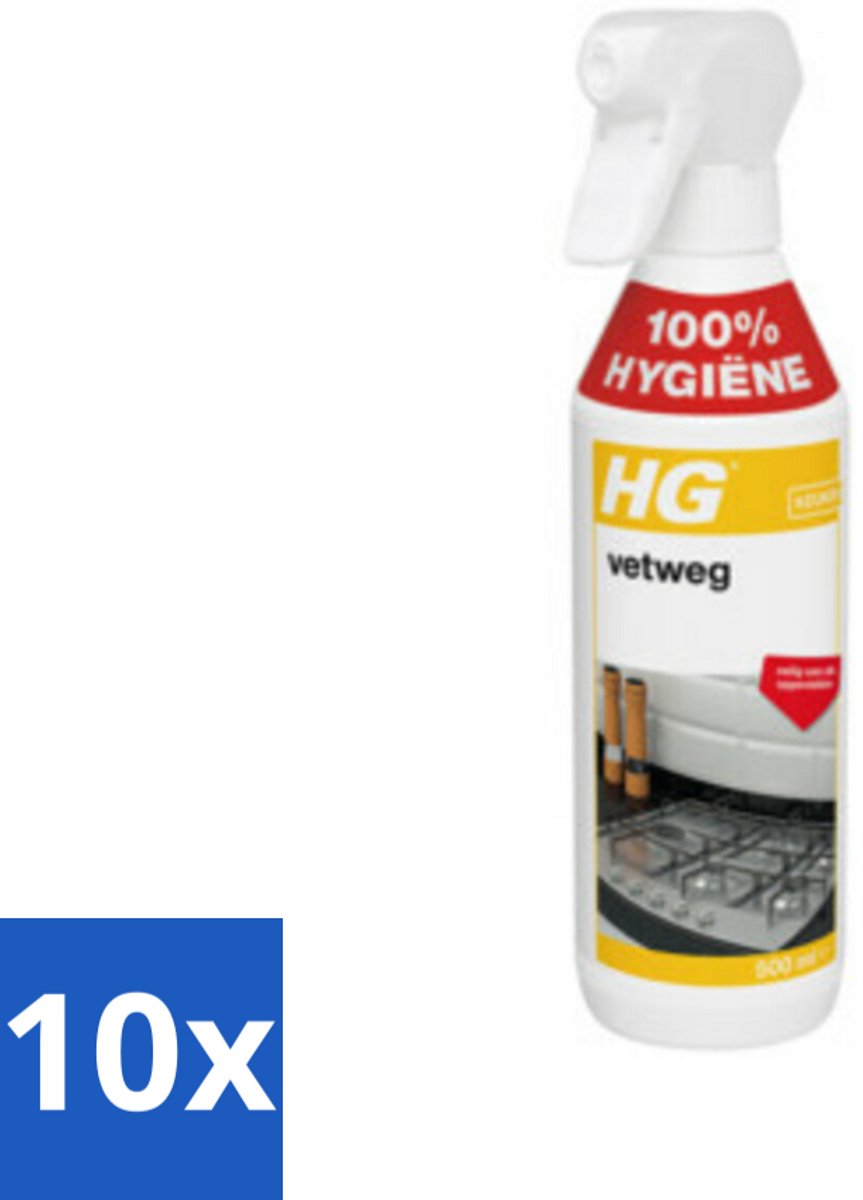 10 x HG Vetweg 500 ml - Keukenreiniger - Vetvrij Maken - Vet Verwijderen - Vet Weg - Reinigen