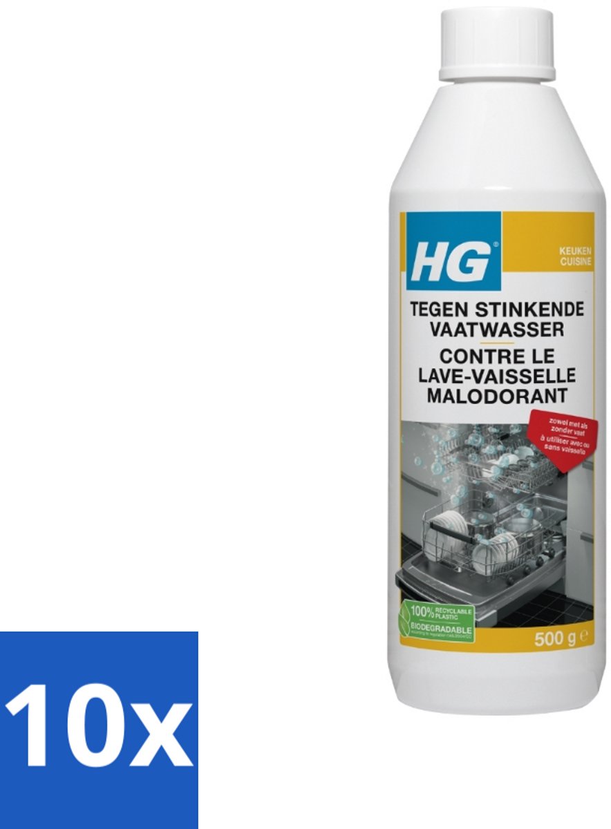 10 x HG Stinkende Vaatwasser 500 gr - Vaatwasser Reinigen - Stinkende Vaatwasser - Vaatwasser Geur - Vaatwasser Hygiëne - Vaatwasser Onderhoud