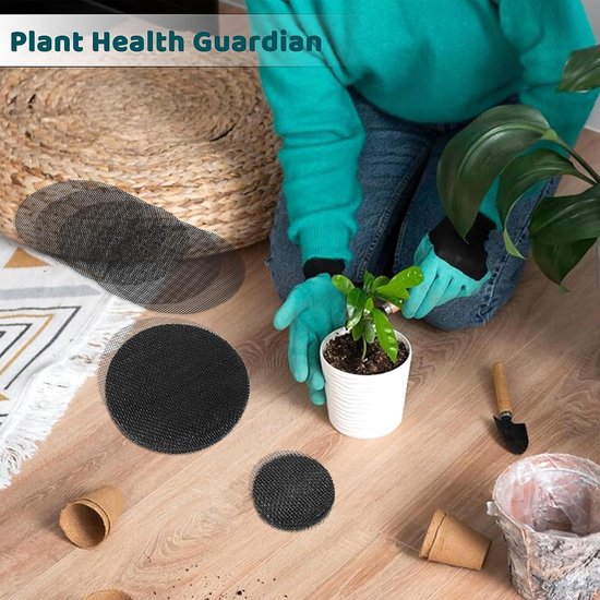 Drainage Grille voor Planten, 100 Stuks, Plastic Grondzeef, Bonsai Accessoires, 10 cm Ronde Pot, Voorkom Grondverlies en Verbeter Waterafvoer in de Tuin — afbeelding 2