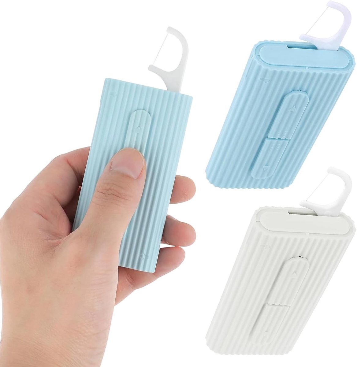 Draagbare automatische flosdispenser met 2 navullingen, zijden hoes, ideaal voor tandenreiniging en reizen