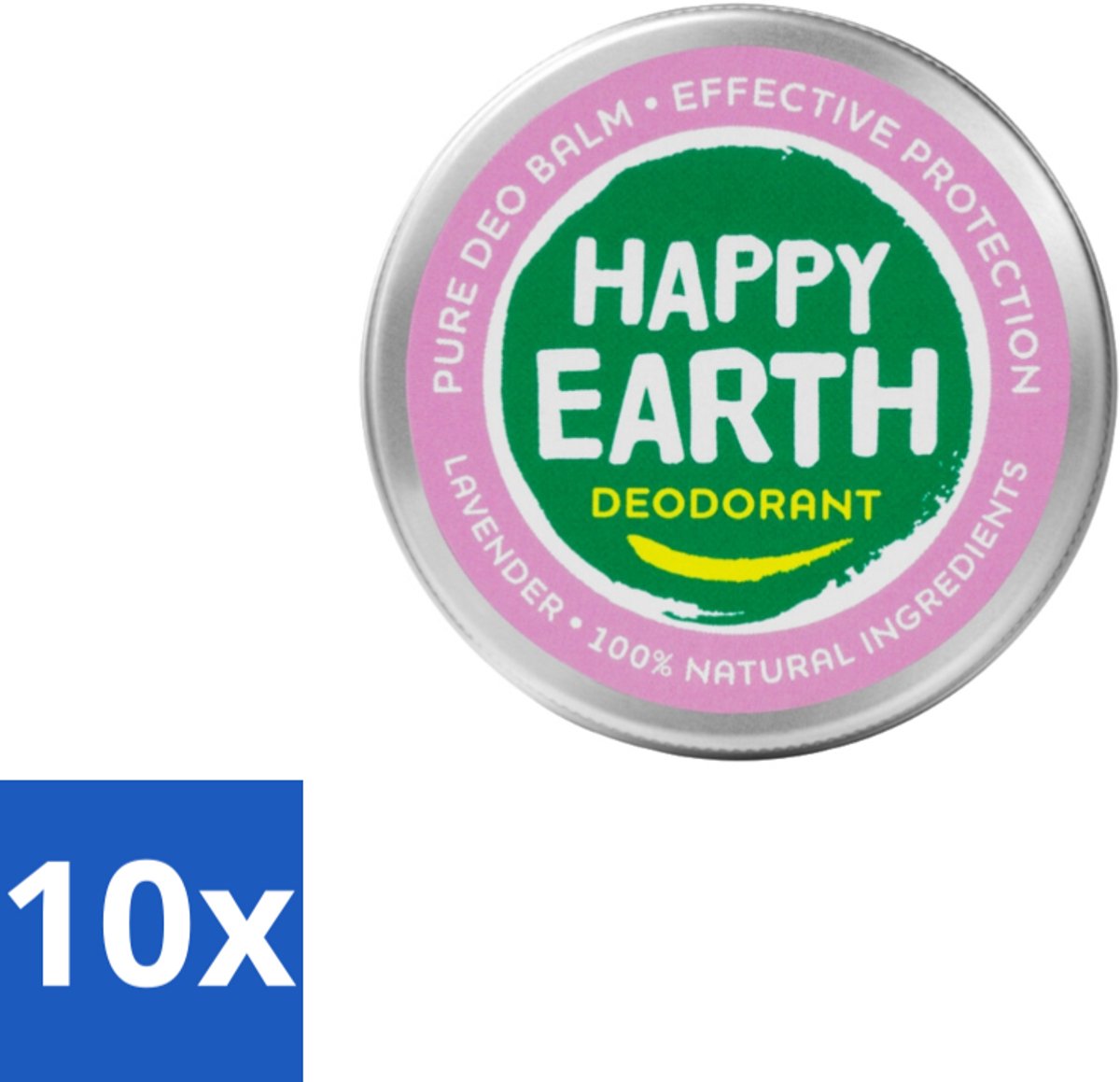 10 x Happy Earth – Deodorant Balm – 100% Natuurlijk Lavender – 45 g - 100% Natuurlijke Deodorant - Natuurlijke Deodorant Balm - Lavendel Deodorant - Natuurlijke Deodorant - Deodorant Balm