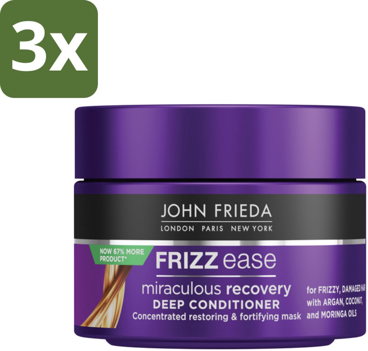 3 x John Frieda – Haarmasker – Frizz Ease – Voedend en herstellend – 250 ml - Koffie - Koffiezetapparaat - Koffiezetapparaat