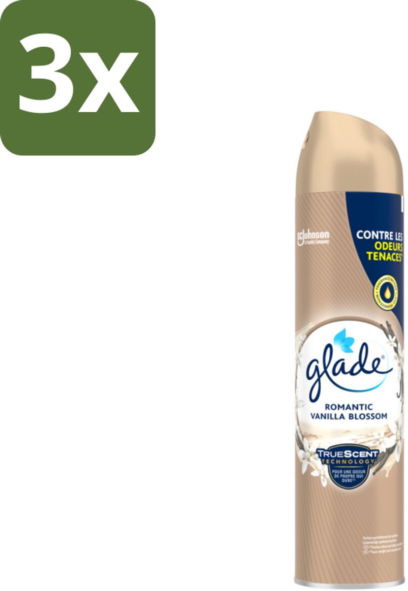 3 x Glade – Luchtverfrisser Spray – Romantic Vanilla Blossom – 300 ml - Luchtverfrisser Spray - Geur Tegen Geurtjes - Vanille Geur - Orchidee En Sandelhout - Romantische Geur