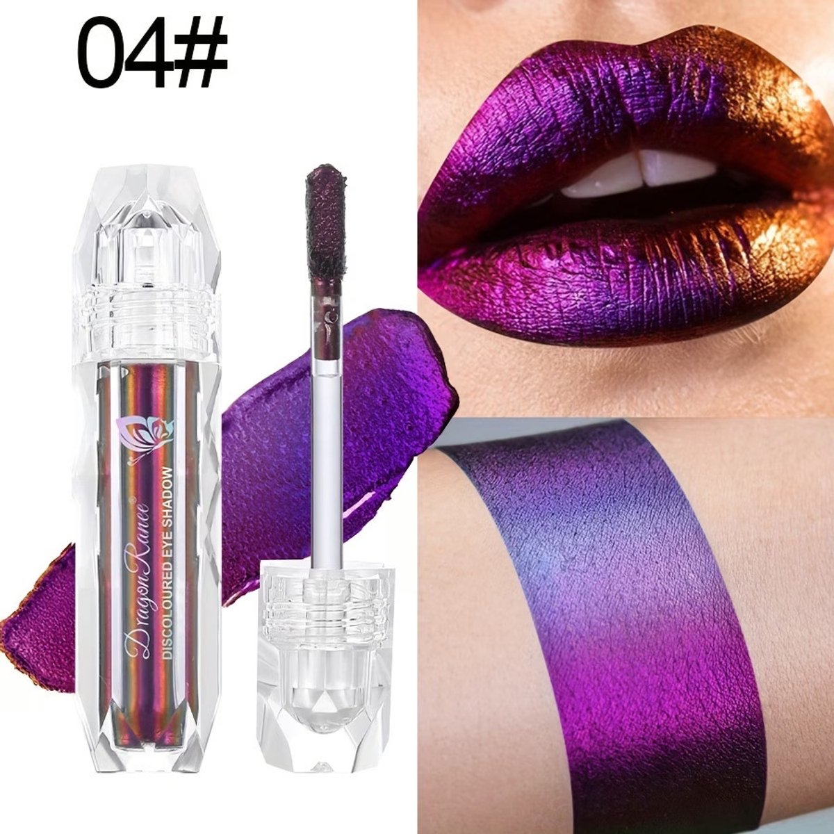 Kleurveranderende Lipgloss 04 Purple Gold Chameleon – Metallic Lip Glaze met Glanzend Effect