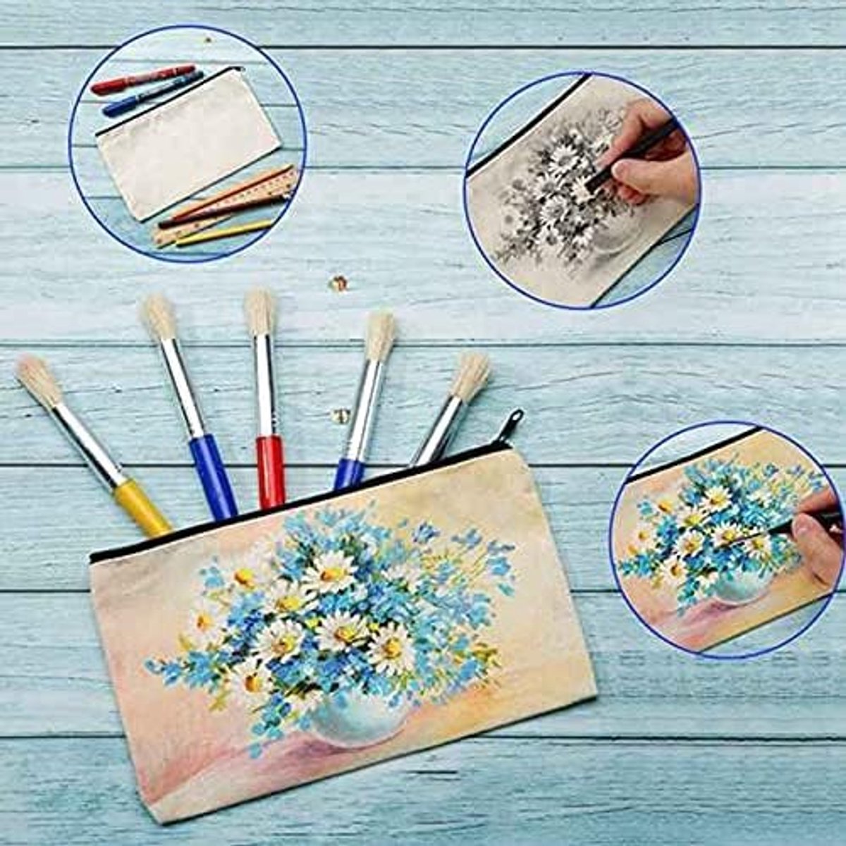 Kleine Canvas Make-up Tassen met Rits, Ideaal als Toilettas, Pennenzak of DIY Cadeau, Perfect voor Reizen en Organisatie