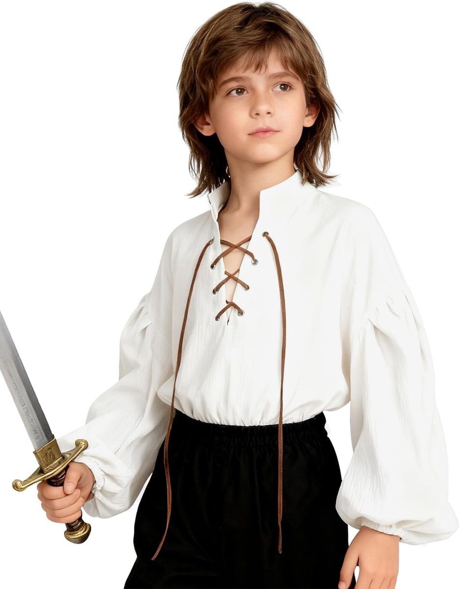 Medieval shirt voor kinderen - Renaissance shirt voor jongens - Schotse Jacobiner top voor kostuums en feesten