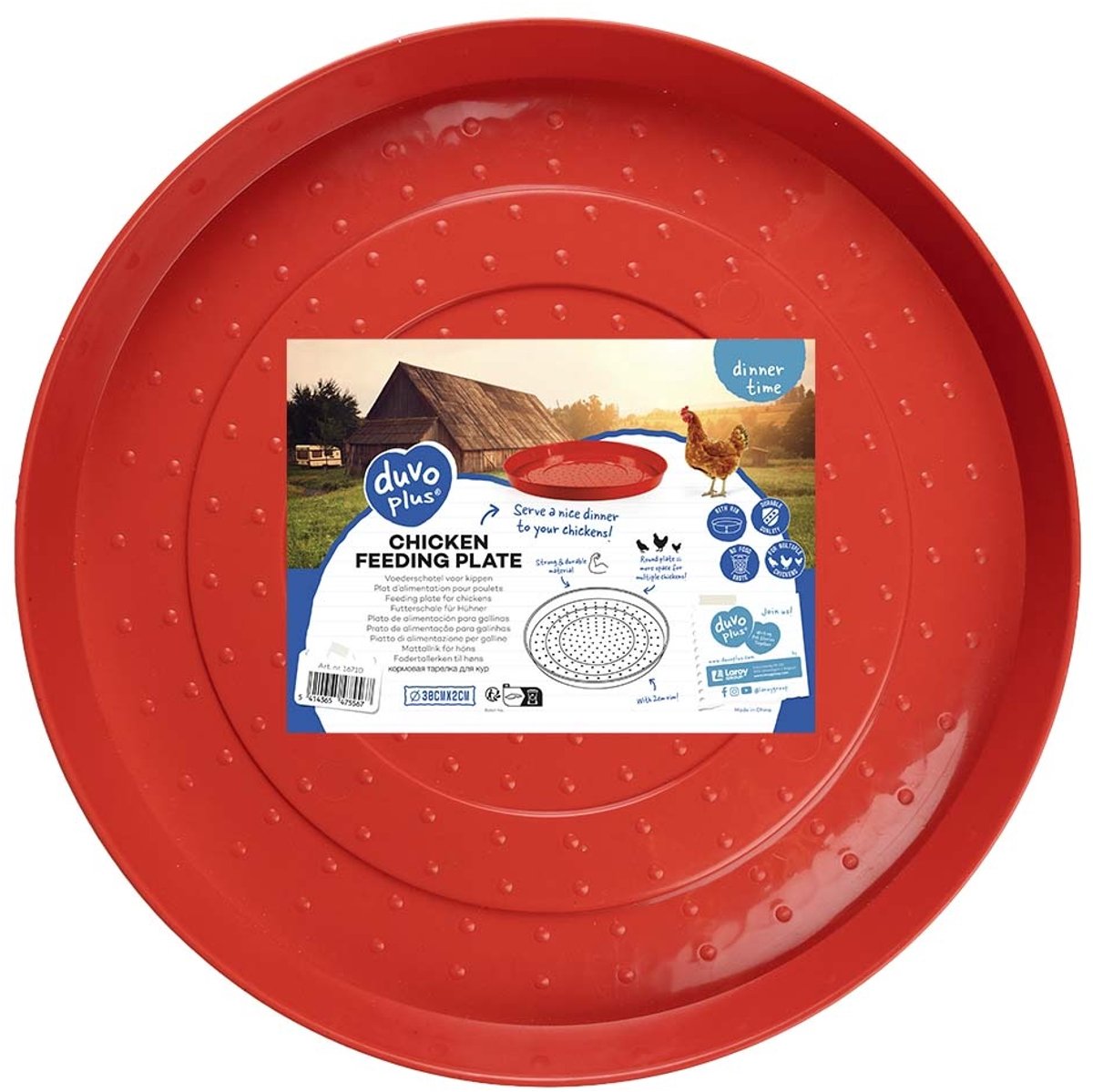 Duvo+ Voerplaat voor kippen en kuikens rood | 30 x 30 cm en 50 x 50 cm 30x30x2cm