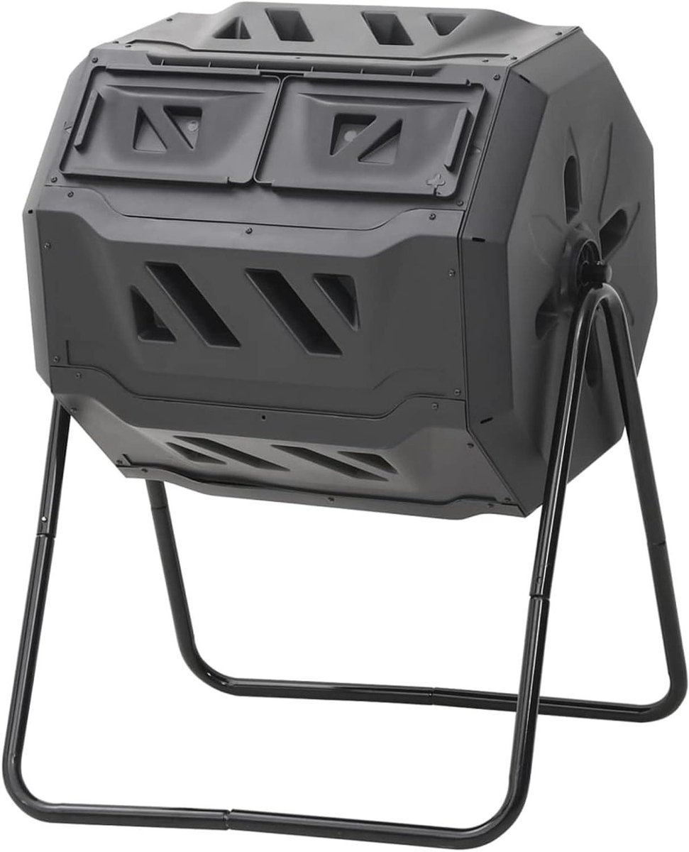 Compostbak Tuin - Vergisting Bak - Organisch Afval Verwerken - 360 Graden Draaibaar - 160 Liter - Zwart