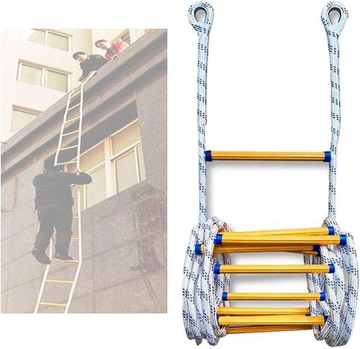 Noodladder - Evacuatie ladder - Veilig vluchten - Antislip treden - 10 meter - Zwart