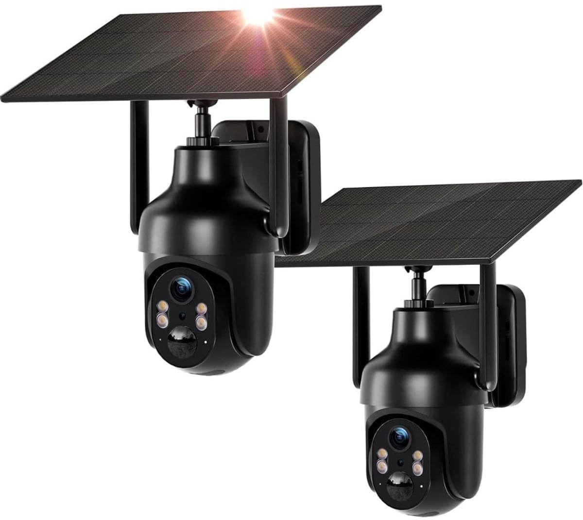 Klarven® Camerabewaking Buiten Zwart - Draadloos, HD PTZ, Nachtzicht, Zonne-energie
