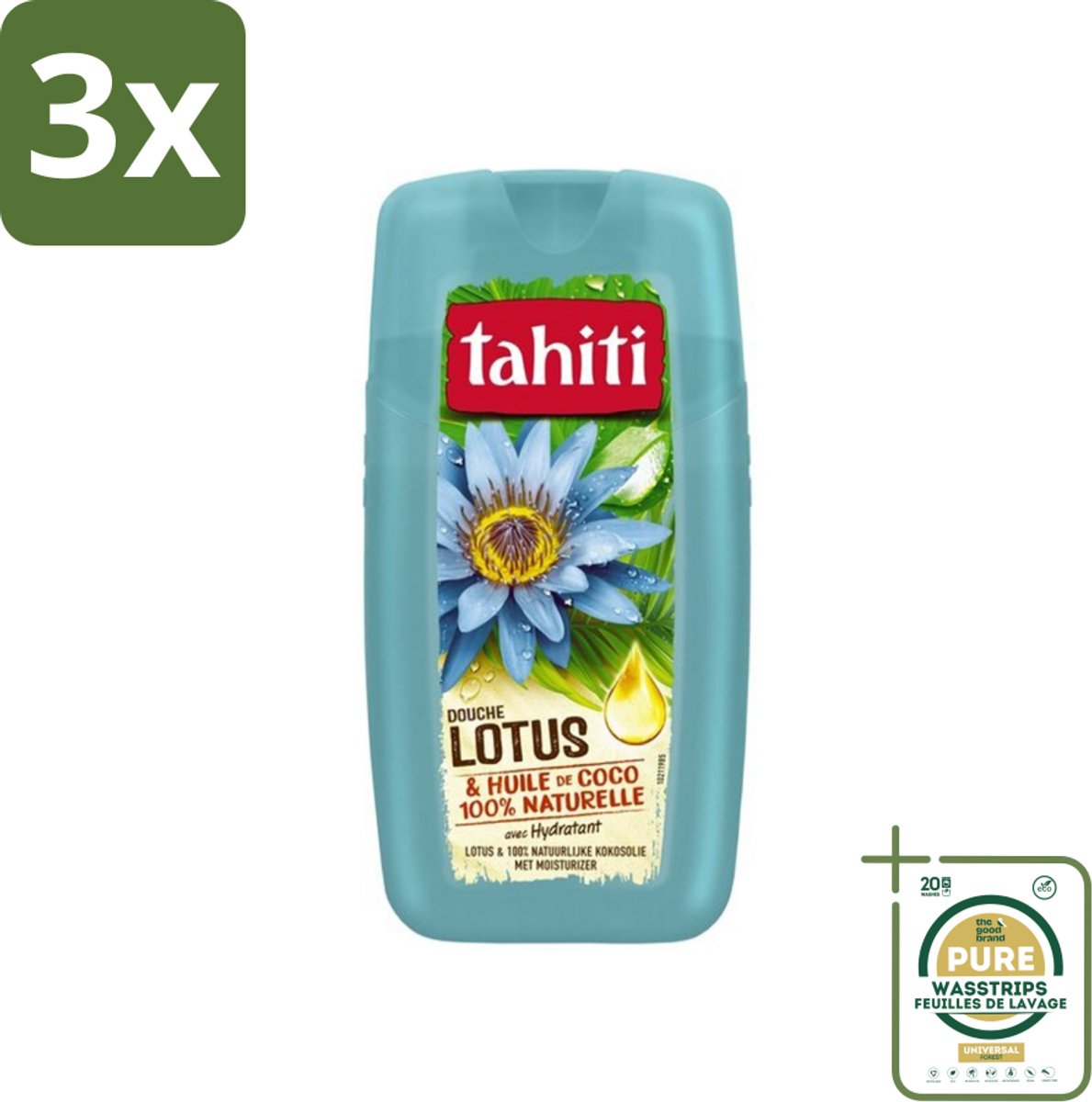 3 x Tahiti - Douchegel - Lotus & Kokosolie - Hydraterend - 250 ml - Grootverpakking - Douchegel - Kokosolie - Lotus - Hydraterende Douchegel - Huid Verzorging