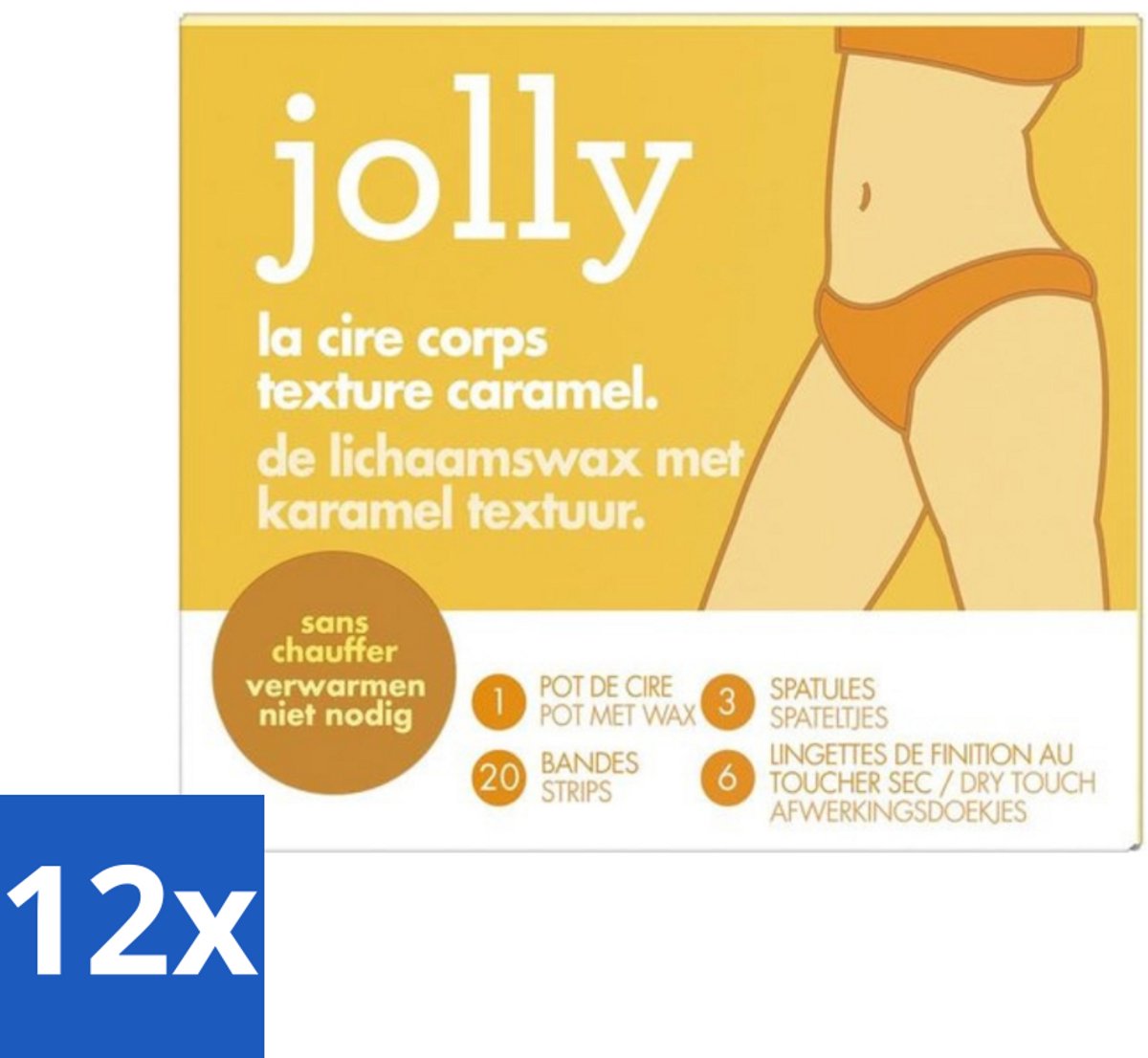 12 x Jolly - Lichaamswax - Karamel Structuur - 20 Strips - Lichaamswax - Karamel Wax - Ontharing - Gladde Huid - Gevoelige Huid
