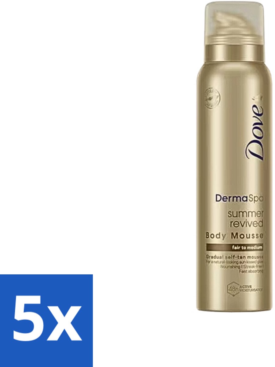 5 x Dove DermaSpa - Zelfbruiner - Tanning Mousse - Medium-Dark - 150 ml - Zomerse Kleur - Zonkleur - Natuurlijke Huidkleur - Tanning Mousse - Huidhydratatie