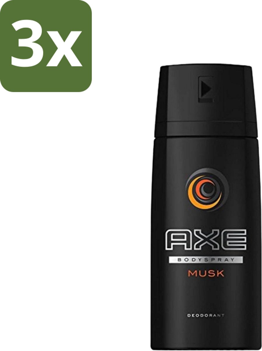 3 x Axe - Deodorant Bodyspray - Musk - 150 ml - Axe Musk Bodyspray - Deodorant Voor Mannen - Frisheid - Geur - Huidbescherming