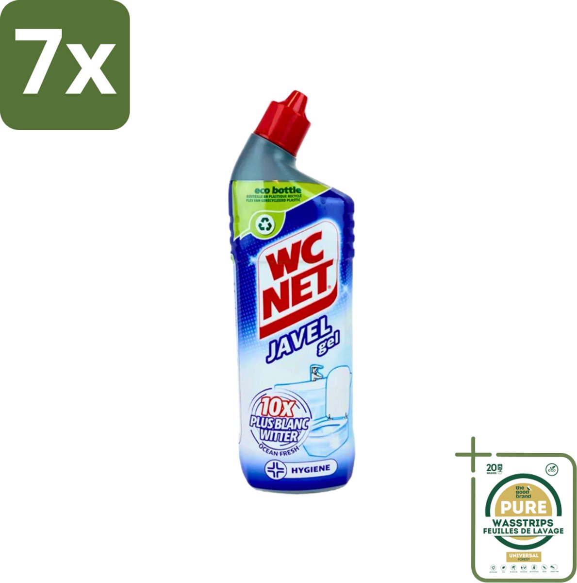 7 x WC Net - Toiletreiniger - Gel - Ocean Fresh - Gerecycled Materiaal - 750 ml - Grootverpakking - WC Net Gel - Toilet Reiniger - Toilet Reinigen - Toilet Reiniger Gel - Instant White Toilet