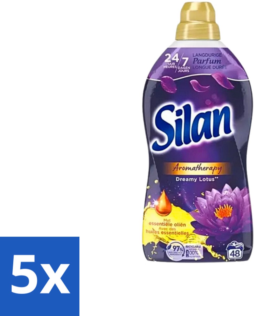 5 x Silan Aromatherapy - Wasverzachter - Dreamy Lotus - Essentiële Oliën en Langdurige Parfum - 48 Wasbeurten - 1.056L - Wasverzachter - Geur - Essentiële Oliën - Kleding Verzorgen - Wasmachine