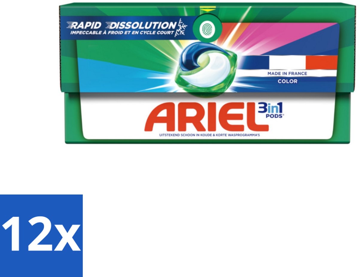 12 x Ariel Color - Wasmiddelcapsules - 3in1 Pods - Gekleurde Was - 19 Wasbeurten - Wasmiddel Capsules - Wascapsules - Ariel - Gekleurde Was - Vlekken Verwijderen