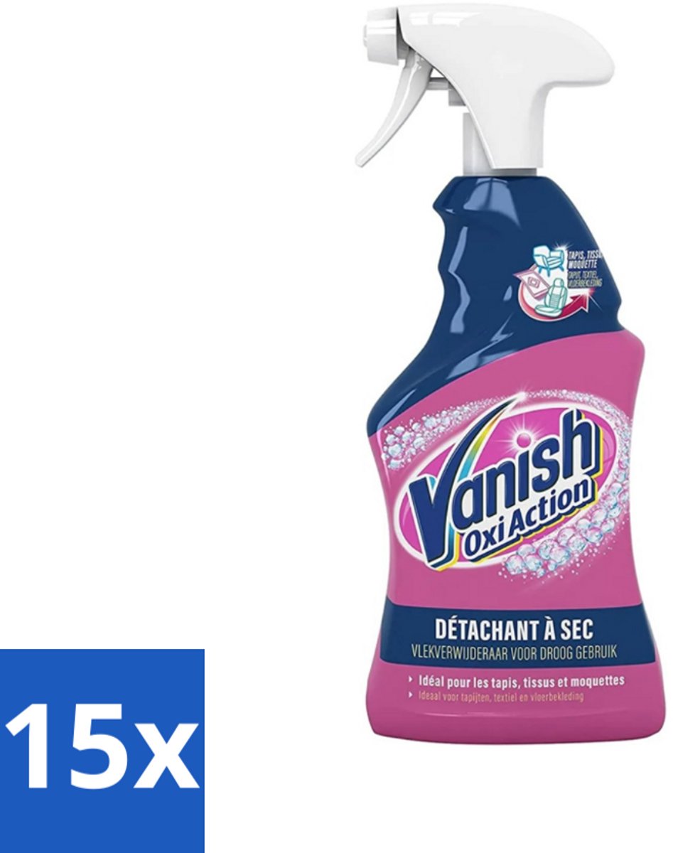 15 x Vanish Oxi Action - Vlekkenverwijderaar Spray - Voor Tapijt. Textiel & Vloerbekleding - 500 ml - Vlekkenverwijderaar - Tapijt Reinigen - Textiel Reinigen - Vlekken Verwijderen - Vlekken Op Kleding