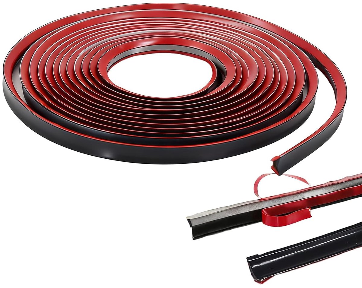 Flexibele zelfklevende PVC decoratieve strip voor hoeken, waterdicht en schimmelbestendig, 5 m rol voor muren, kasten en tegels, 12 x 9 mm, zwart, ideaal voor interieurdecoratie en afwerking