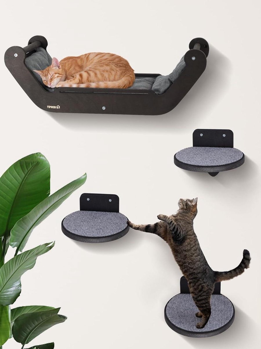 Klimmuur Kat - Kattenmeubel - Spelen Klimmen - Ruimtebesparend Design - 36 kg Max - Donkergrijs