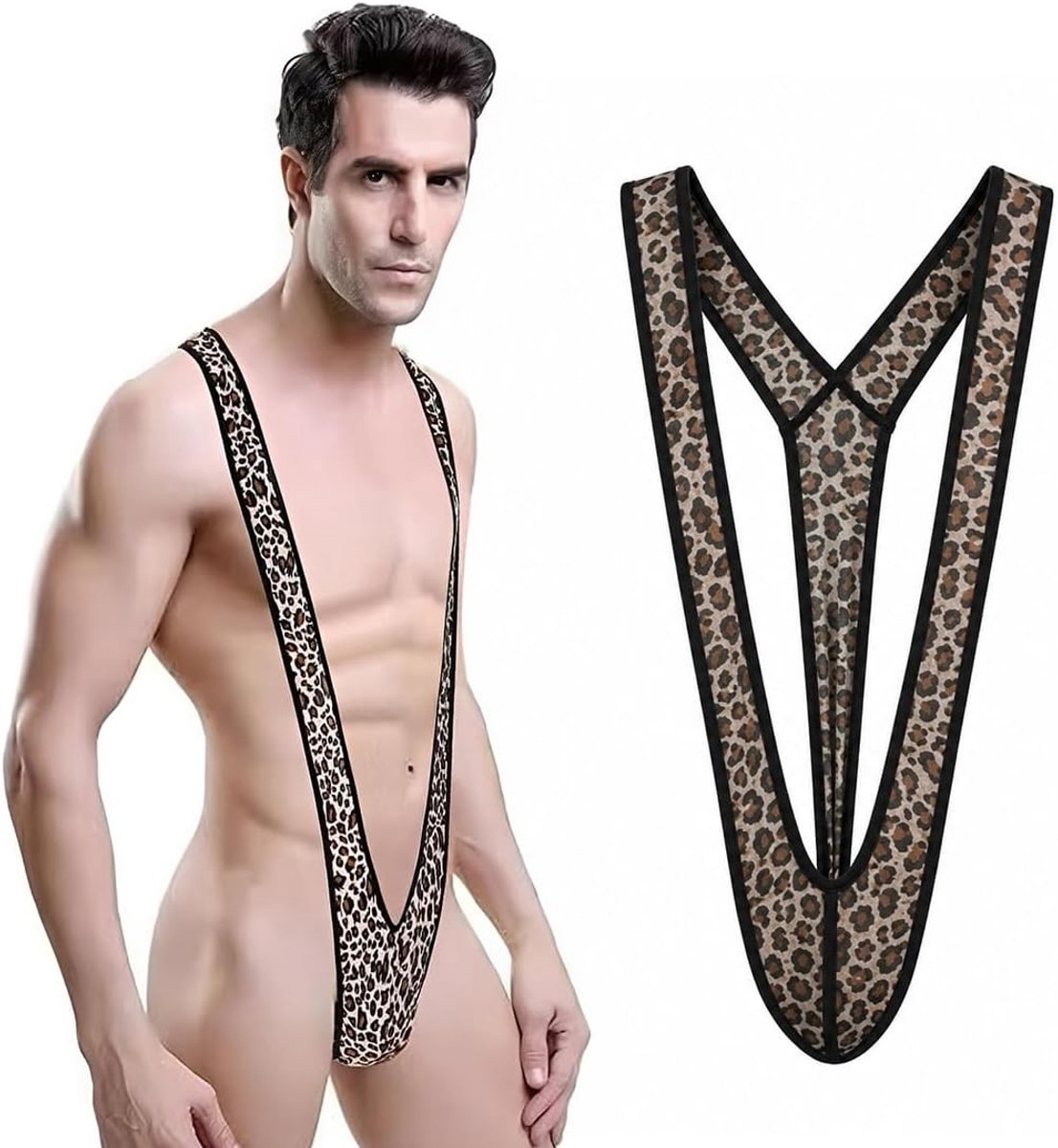 Hoog gesneden heren slip voor feesten met luipaardpatroon, comfortabele pasvorm, één maat voor iedereen